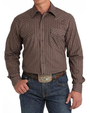 Cinch Modern Fit Snap Western Long Sleeve Shirt - Brown