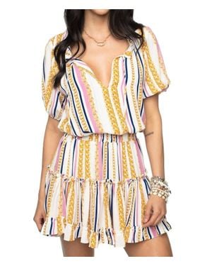 BuddyLove Ray Miami Short Dress W/ Chain Print Detail - White