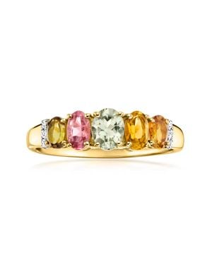 Ross-Simons Multicolored Tourmaline Ring With Zircons - Metallic