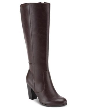 Style & Co. Style & Co Addyy Boots Chocolate Round Toe Block Heel Knee High Lion223 - Brown