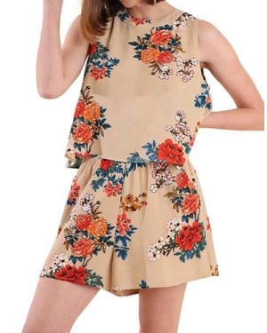 Umgee Floral Pocket Romper - White