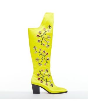 Christian Louboutin Satin Blossom Boots - Yellow