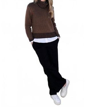 Marble Ribbed Knit Removable Snood Sweater - Black