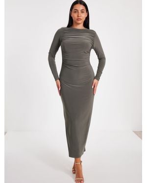 Quiz Ity Long Sleeve Maxi Dress - Gray