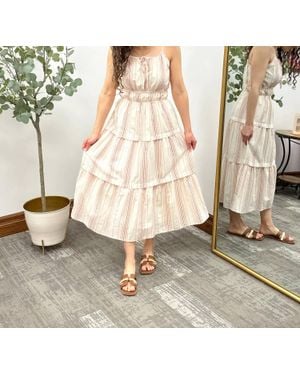Hayden LA Striped Midi Dress - Metallic