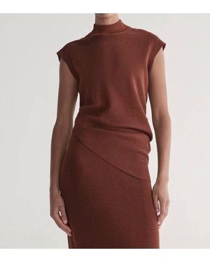 A.L.C. Edith Metallic Knit Asymmetric Top - Brown