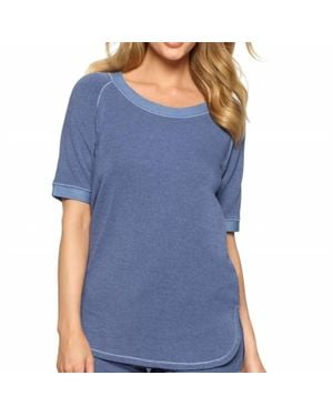 Felina Jamie Loungewear Scoop Neck Raglan Sleeve Top - Blue