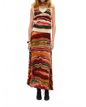 Carolina K Cleo Pleated Midi Skirt - Red