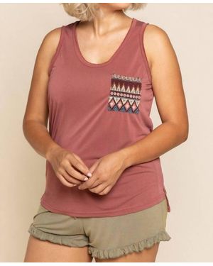Pol Aztec Pocket Tank Top - Pink