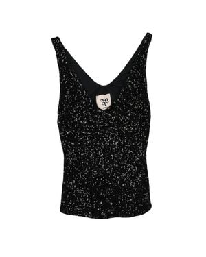 Aniye By Sequin Stretch V-Neck Top - Black