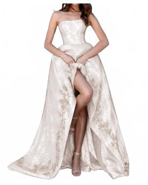 Sherri Hill Lace Floral Embroidered High Low Gown - Multicolor