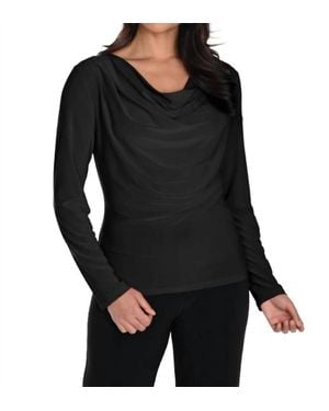 FRANK LYMAN Drape Front Knit Top - Black