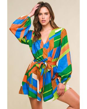 TRUEDAMES This Is Your Sign Woven Romper - Blue