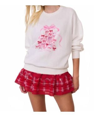 LoveShackFancy Havenleigh Christmas Bow Fleece Pullover - Red