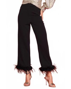 Skies Are Blue Feather Trim Trouser - Black