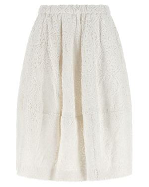 Comme des Garçons Cotton Midi Skirt - White