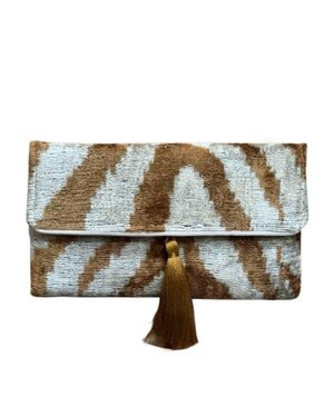 Ayca Silk Velvet Ikat Clutch - Green