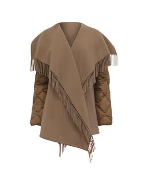 Moncler Fringed Cape Jacket - Brown