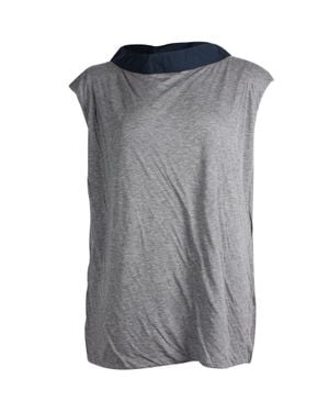 Marni Contrast Collar Cap Sleeve Top - Gray