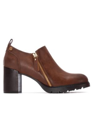 Xti Zipper Block Heel Pumps By - Brown
