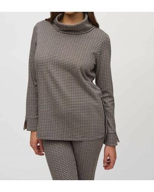 Joseph Ribkoff Jacquard Houndstooth Boxy Sweater - Gray