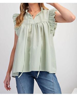 Easel Bailey Babydoll Top - Green