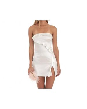 Loly In The Sky Sasha Strapless Satin Mini Dress - White