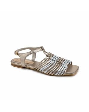 Prema Provence Open Toe Flats - Metallic