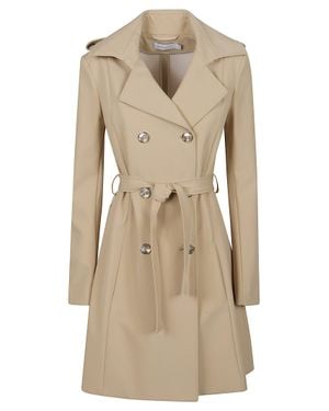 Patrizia Pepe Double Breasted Polyamide Trench Coat - Natural