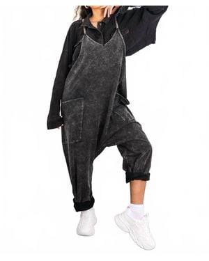 SurelyMine Relaxed Fit Pocket Overalls - Black
