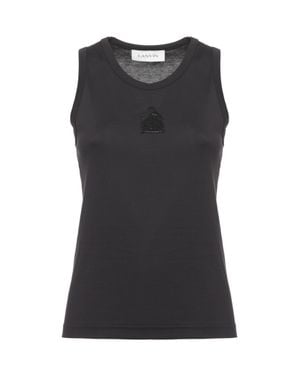Lanvin Beaded Embroidered Cotton Tank Top - Black