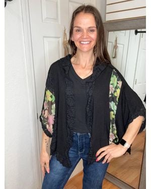 Pol Everly 3/4 Sleeve Cardigan - Black