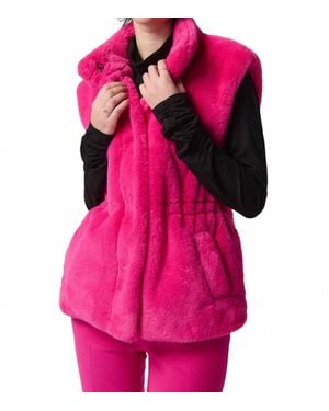 Joseph Ribkoff Stacia Faux Fur Vest With Pockets - Pink
