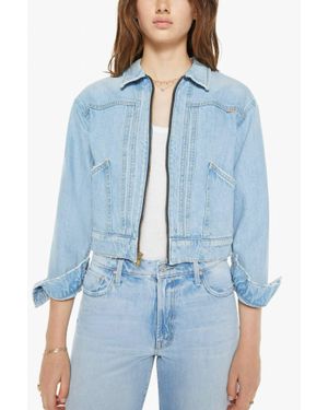 Mother Duo Shorty Cropped Denim Jacket - Blue