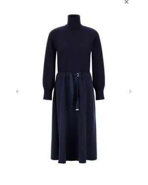 Herno Wool Jersey Turtleneck Dress - Blue
