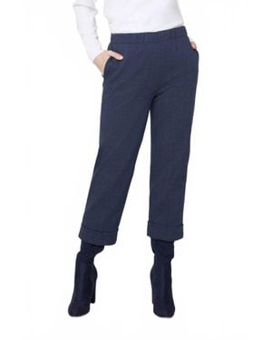 Renuar Herringbone Crop Pant - Blue