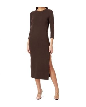 Norma Kamali Three Quarter Sleeve Full Length Dress - Brown