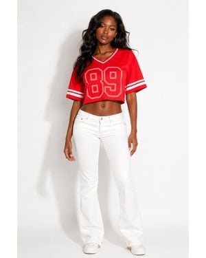 Forever 21 Sport Graphic Cropped Jersey Tee - Red