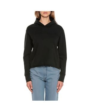 James Perse Crop Cotton Hooded Sweatshirt - Black