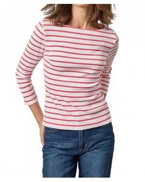 Lilla P Rib Quarter Sleeve Boatneck Tee - Red