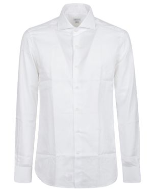 Orian Long Sleeve Slim Cotton Shirt - White