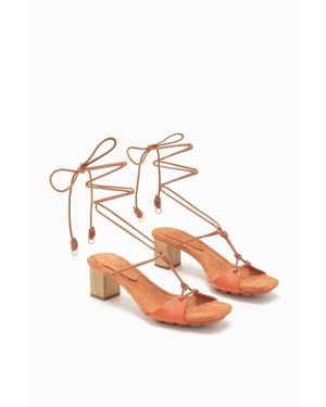Ulla Johnson Loren Lace Up Midi Heels - Pink