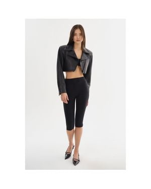 Lamarque Daylin Cropped Leather Jacket - Black