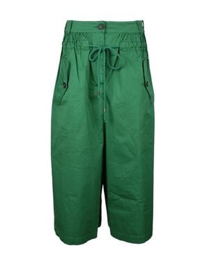 Semicouture High-Waisted Gonnapantalone Pants With Wide Leg Design - Green