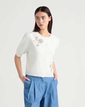 NVLT Button Front Cardigan - White