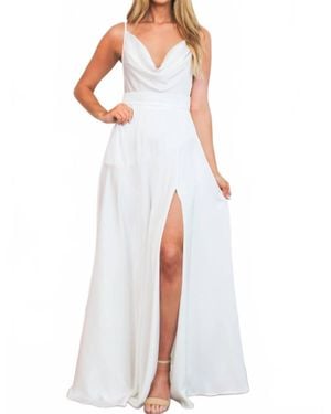 Luxxel Milani Cowl Neck Satin Maxi Dress - White