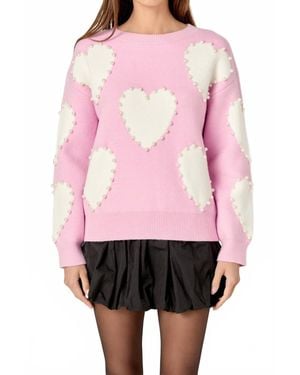 English Factory Long-Sleeve Heart Sweater - Pink