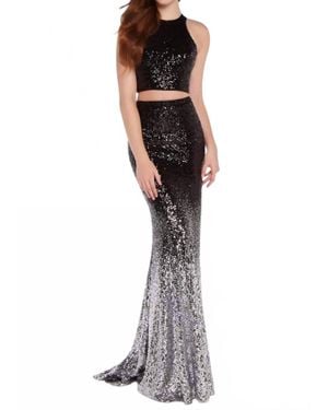 Alyce Paris Sleeveless Embellished Ombre Evening Dress - Black