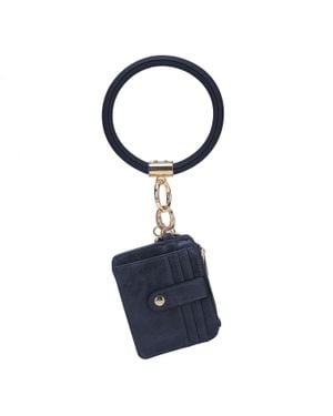MKF Collection by Mia K Jordyn Vegan Leather Bracelet Keychain With A Credit Card Holder - Blue