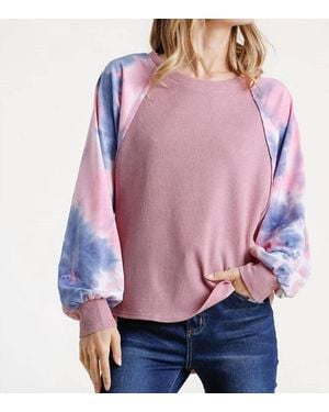Umgee Waffle Knit Tie Dye Top - Purple